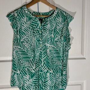 Talbots Green Leaf Print Women's Top